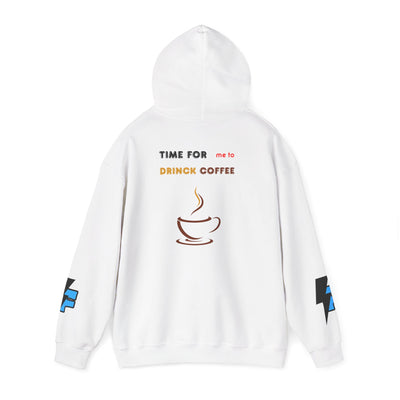 "It's Time to Drink Coffee" Printed Hoodie - Funny Line Design for Coffee Lovers, Unisex Casual T-Shirt, Coffee Lover Gift, Classic Design Coffee Inspired Stylish Clothing
