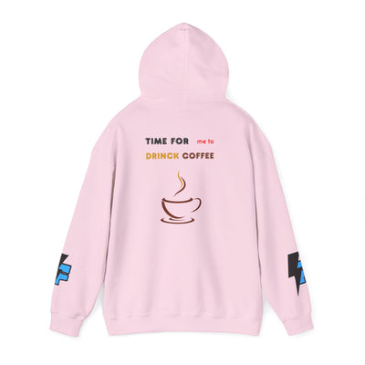 "It's Time to Drink Coffee" Printed Hoodie - Funny Line Design for Coffee Lovers, Unisex Casual T-Shirt, Coffee Lover Gift, Classic Design Coffee Inspired Stylish Clothing