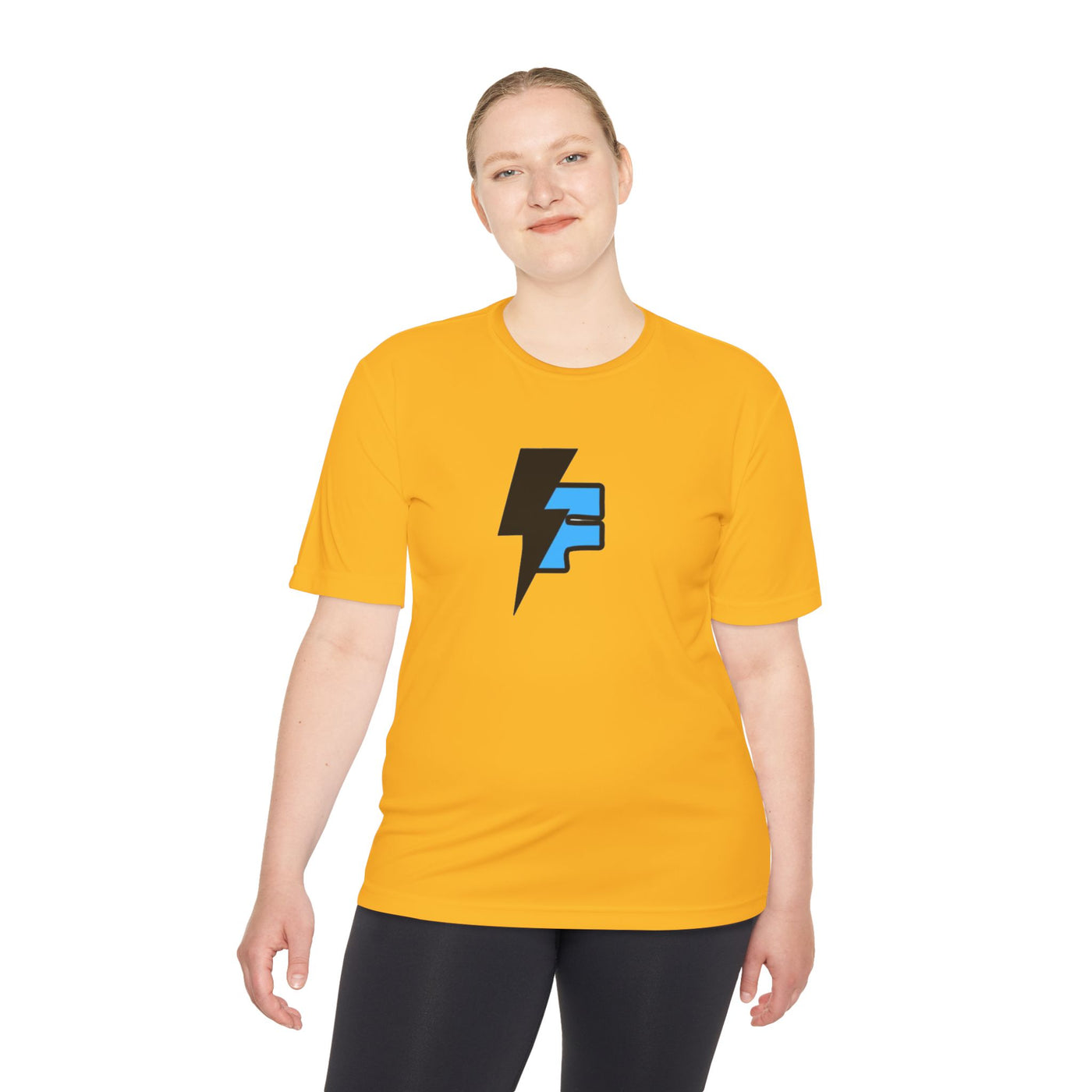 Dynamic Unisex Moisture Wicking Fyroz Bolt Tee – Bold Streetwear Lightning Logo Design, Fitness Shirt, Activewear, Graphic Tee, Sports Apparel, Gift for Athletes