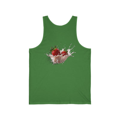 Strawberry Splash Tank, Fun Summer Apparel, Cute Unisex Jersey Tank, Beachwear, Festival Top, Gift for Strawberry Lovers(3)
