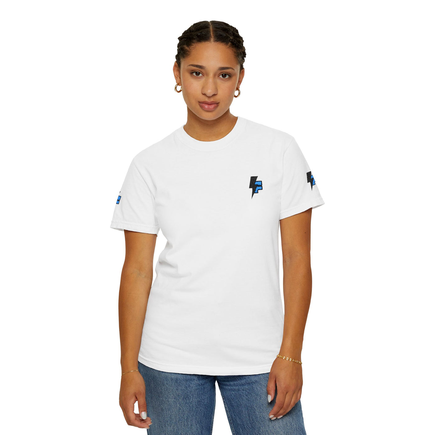 Dynamic Unisex Moisture Wicking Fyroz Bolt Tee – Bold Streetwear Lightning Logo Design, Fitness Shirt, Activewear, Graphic Tee, Sports Apparel, Gift for Athletes