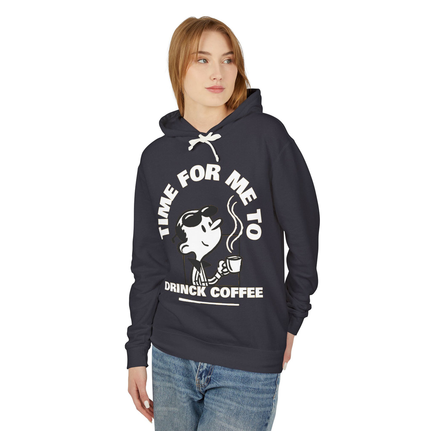 "It's Time to Drink Coffee" Printed Hoodie - Funny Line Design for Coffee Lovers, Unisex Casual Hoodie, Coffee Lover Gift, Classic Design Coffee Inspired Stylish Clothing