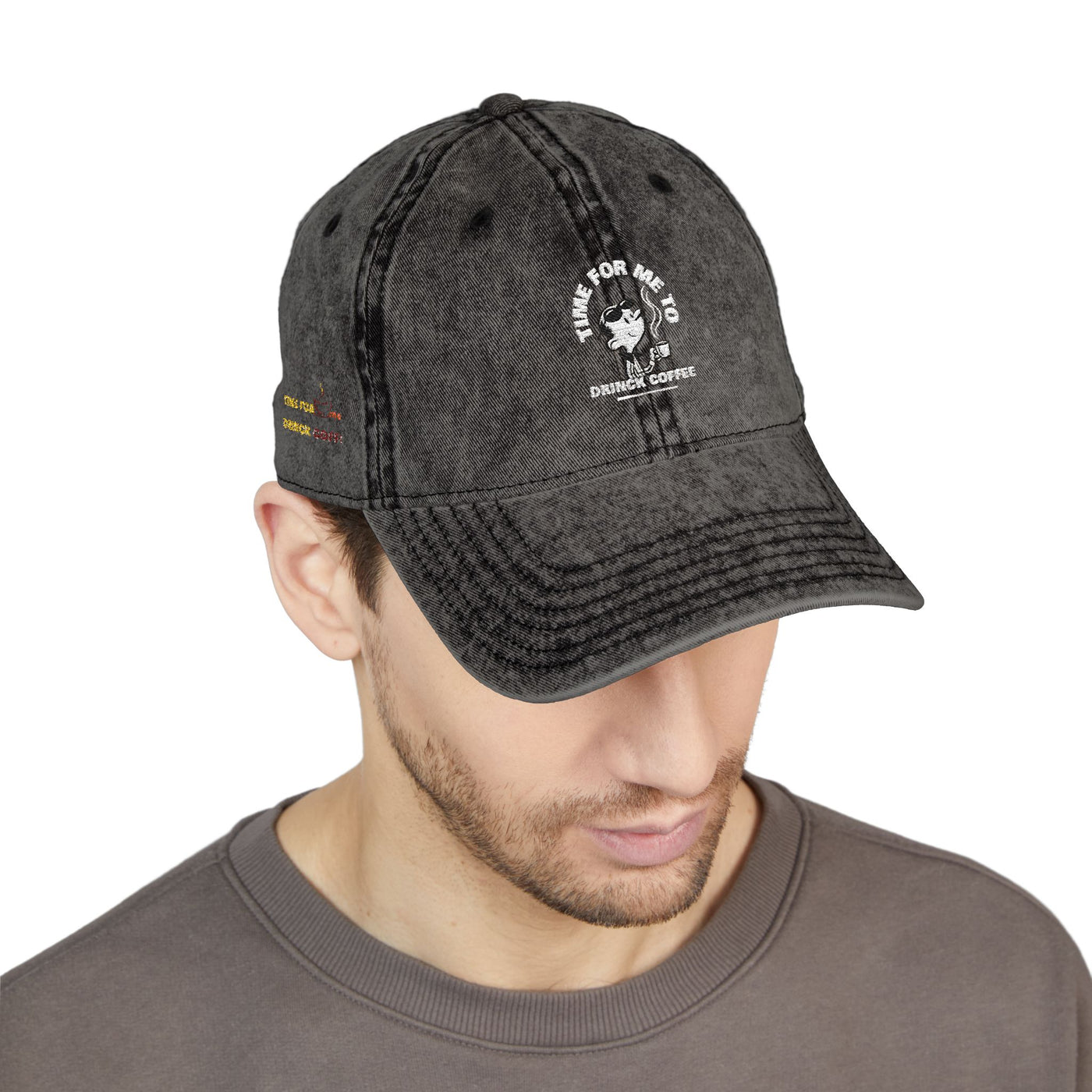"It's Time to Drink Coffee" Printed cap - Funny Line Design for Coffee Lovers, Unisex Casual cap, Coffee Lover Gift, Classic Design Coffee Inspired Stylish Clothing
