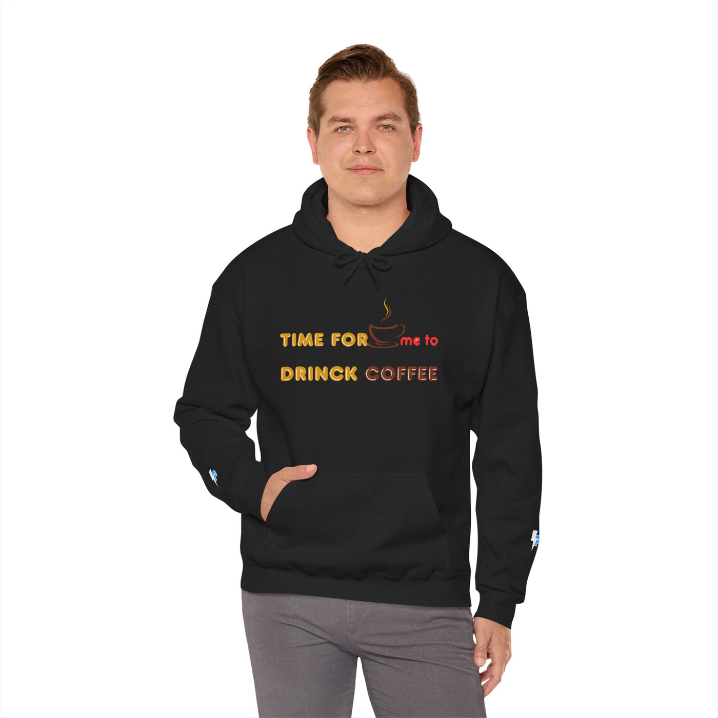 "It's Time to Drink Coffee" Printed Hoodie - Funny Line Design for Coffee Lovers, Unisex Casual Hoodie, Coffee Lover Gift, Classic Design Coffee Inspired Stylish Clothing