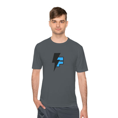 Dynamic Unisex Moisture Wicking Fyroz Bolt Tee – Bold Streetwear Lightning Logo Design, Fitness Shirt, Activewear, Graphic Tee, Sports Apparel, Gift for Athletes