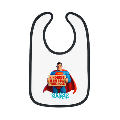 Superhero Kindness Baby Bib, Funny Baby Gift, Cute Infant Bib, Unique Baby Shower Present, Punk Rock Inspired Bib