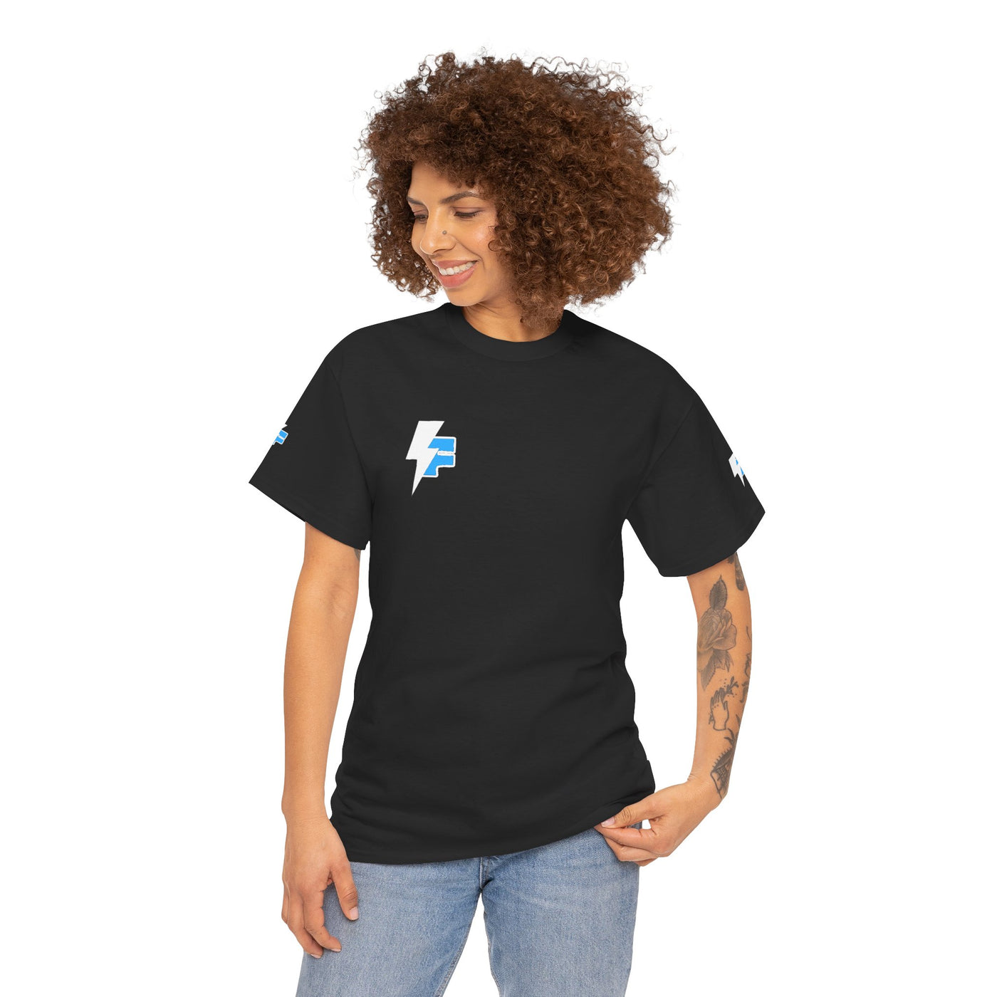 Dynamic Unisex Moisture Wicking Fyroz Bolt Tee – Bold Streetwear Lightning Logo Design, Fitness Shirt, Activewear, Graphic Tee, Sports Apparel, Gift for Athletes