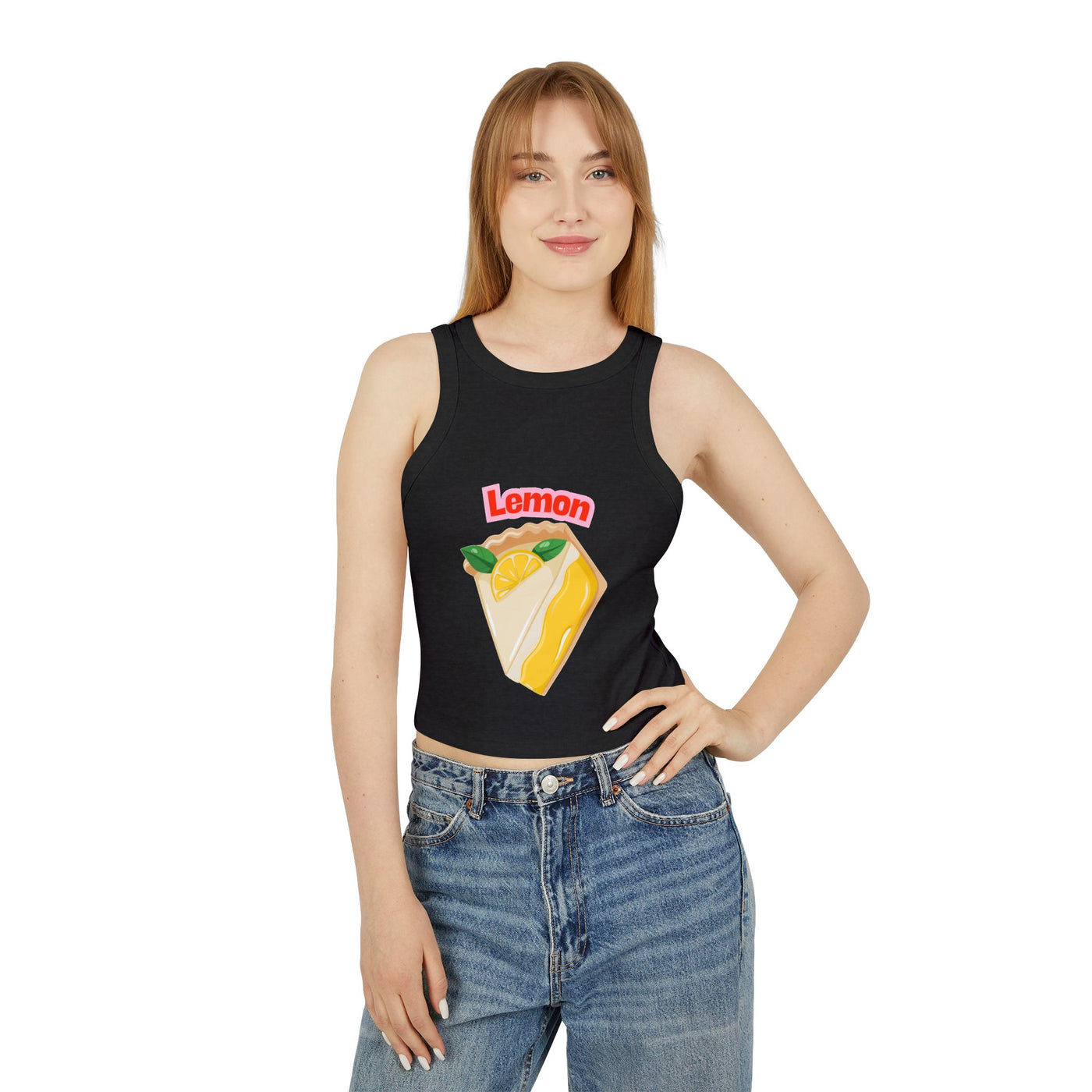 Fun Lemon Pie Racerback Tank Top - Summer Apparel, Cute Graphic Top, Gift for Foodies, Bright Casual Wear, Beach Day Outfit(3)