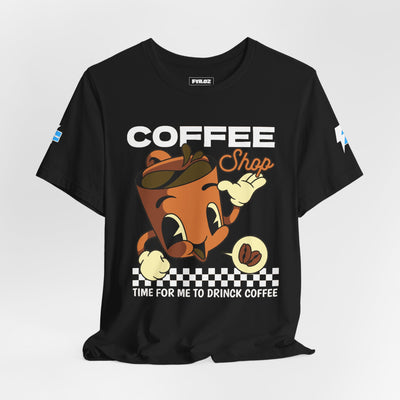 "It's Time to Drink Coffee" Printed T-Shirt - Funny Line Design for Coffee Lovers, Unisex Casual T-Shirt, Coffee Lover Gift, Classic Design Coffee Inspired Stylish Clothing