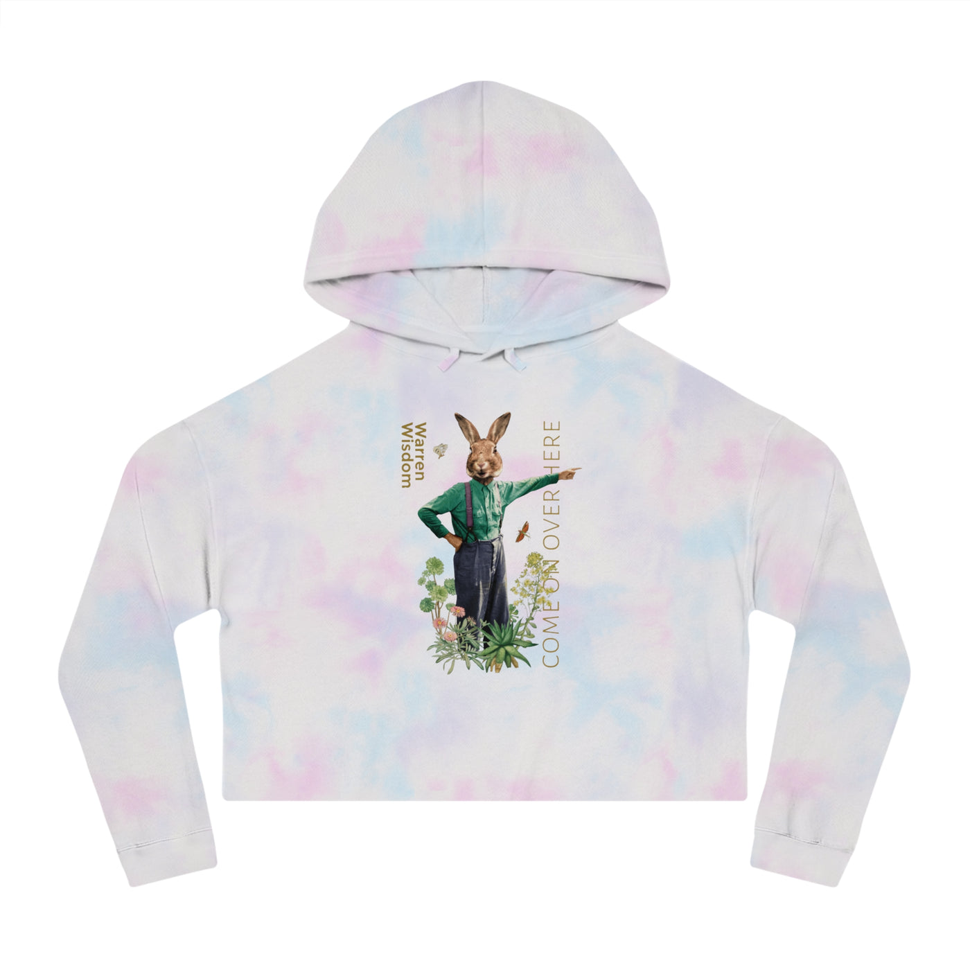 Cropped Hooded Sweatshirt with Playful Rabbit Design,Untamed Rabbit – Wild & Playful Bunny Aesthetic Design Animal Tee, Unisex Cartoon Shirt, Eco-Friendly Fashion, Gift for Nature Lovers, Boho Style Wear