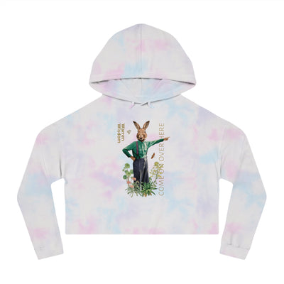 Cropped Hooded Sweatshirt with Playful Rabbit Design,Untamed Rabbit – Wild & Playful Bunny Aesthetic Design Animal Tee, Unisex Cartoon Shirt, Eco-Friendly Fashion, Gift for Nature Lovers, Boho Style Wear