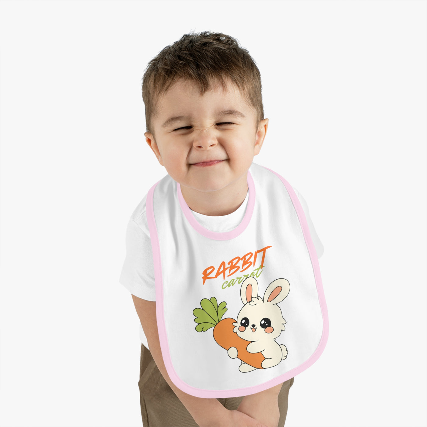 Cute Rabbit Jersey Bib for Babies – Funny Baby Feeding Bib, Baby Shower Gift, Toddler Accessories, Easter Gift, Spring Celebration