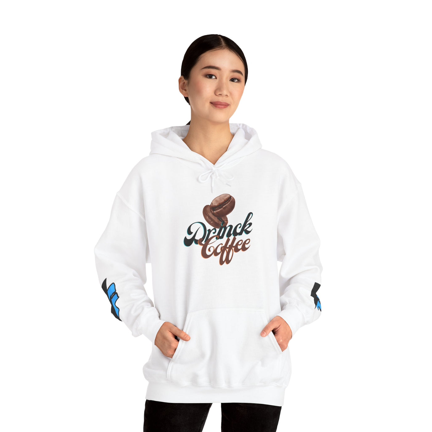 "It's Time to Drink Coffee" Printed Hoodie - Funny Line Design for Coffee Lovers, Unisex Casual T-Shirt, Coffee Lover Gift, Classic Design Coffee Inspired Stylish Clothing