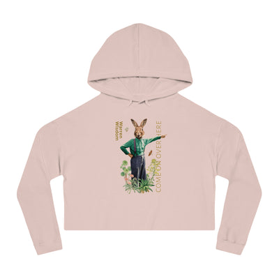 Cropped Hooded Sweatshirt with Playful Rabbit Design,Untamed Rabbit – Wild & Playful Bunny Aesthetic Design Animal Tee, Unisex Cartoon Shirt, Eco-Friendly Fashion, Gift for Nature Lovers, Boho Style Wear