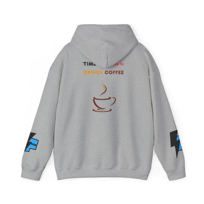 "It's Time to Drink Coffee" Printed Hoodie - Funny Line Design for Coffee Lovers, Unisex Casual T-Shirt, Coffee Lover Gift, Classic Design Coffee Inspired Stylish Clothing