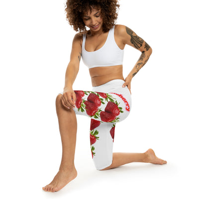 Strawberry Print Capri Leggings | Cute Summer Activewear