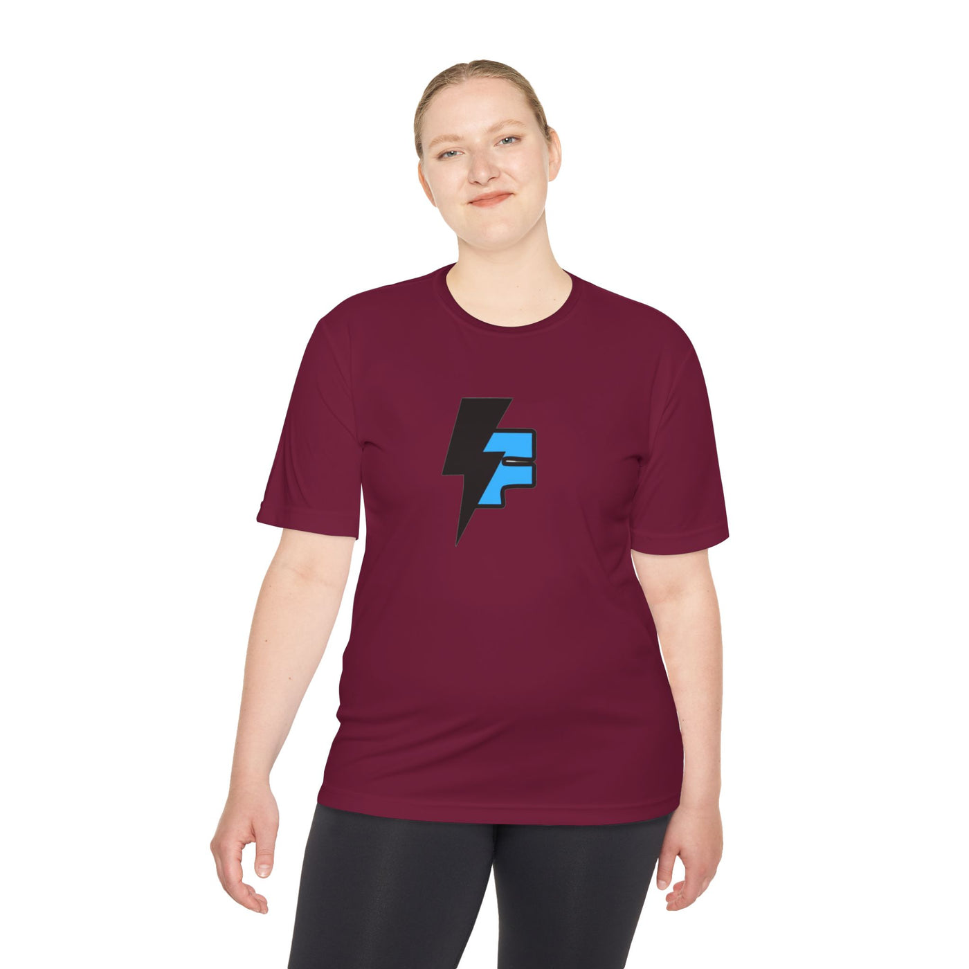 Dynamic Unisex Moisture Wicking Fyroz Bolt Tee – Bold Streetwear Lightning Logo Design, Fitness Shirt, Activewear, Graphic Tee, Sports Apparel, Gift for Athletes
