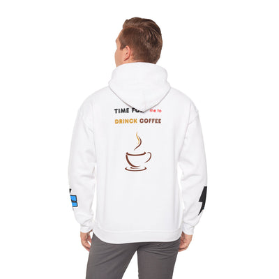 "It's Time to Drink Coffee" Printed Hoodie - Funny Line Design for Coffee Lovers, Unisex Casual T-Shirt, Coffee Lover Gift, Classic Design Coffee Inspired Stylish Clothing